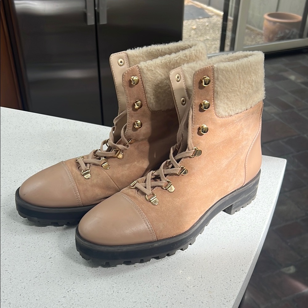 Women's Tan Lace-Up Boots Stuart Weitzman